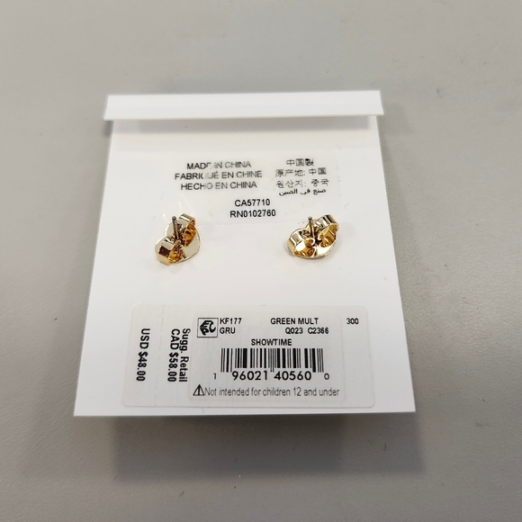 NWT Kate Spade Gold-Tone Green  Showtime Stud Earrings - Picture 2 of 2